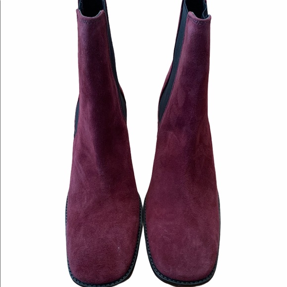 ASOS Burgundy Wine Square Toe Chelsea Boot NWOT - Picture 5 of 13